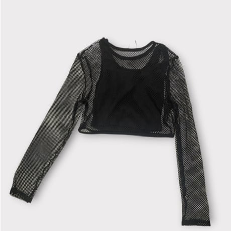 [USED] メッシュニットL/Sトップス  タンクトップ付き