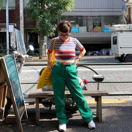 [USED] トリコロールカラーのリブニット  🤍💙 ❤️