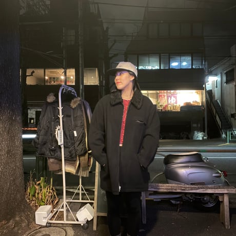 [USED]ボア襟 BLACK WOOL コート　JKT