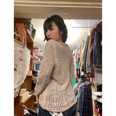 [USED]メッシュcrochetニットTOPS