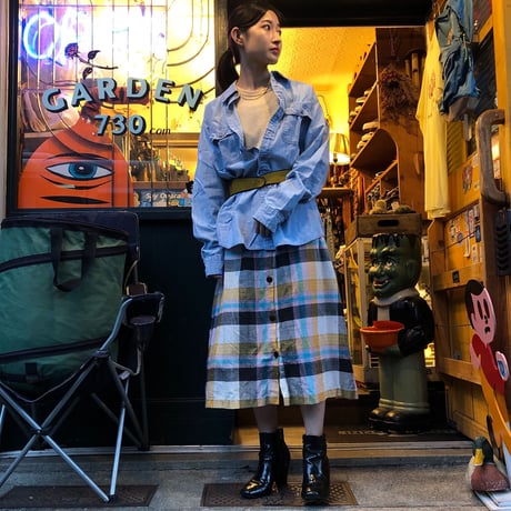 [USED] チェック柄 フロントボタン SKIRT♡
