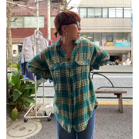 [USED] ZIPネルシャツ💚