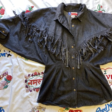 [USED] フリンジ BLK  DENIM SHIRTS