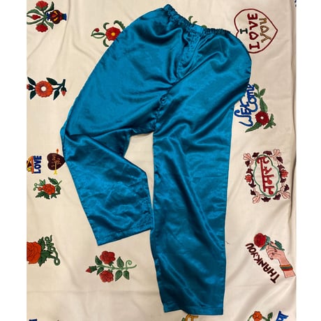 [USED] ターコイズブルーサテンパンツ