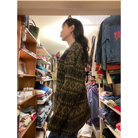 [USED] ボートネックの柄ニット