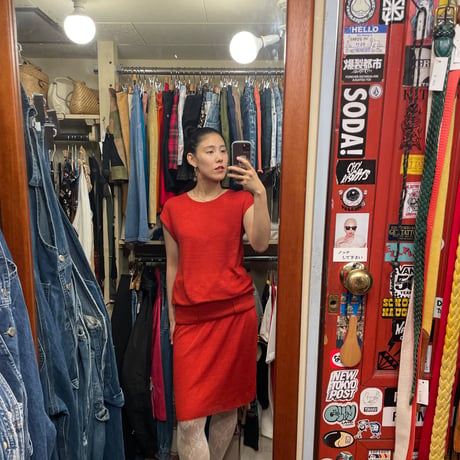 [USED] Linen x Rayon Red one-piece❤️