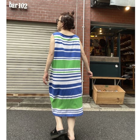 [USED] RalphLaurenマルチボーダーワンピース💚💙