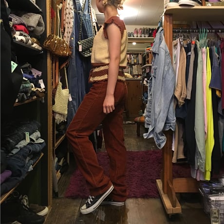 [USED] High-waist オレンジコーデュロイPANTS