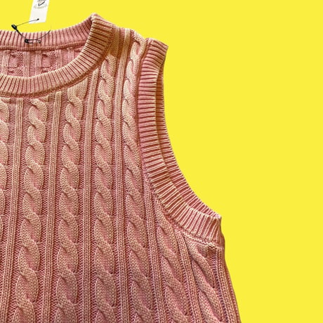 [USED] パステルPINK💗COTTONニットベスト