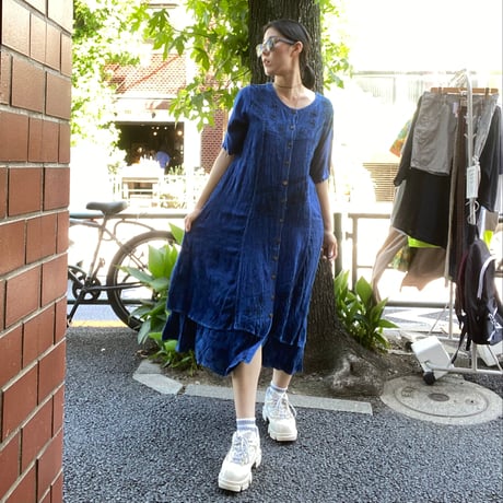 [USED] インディゴブルー刺繍ワンピース
