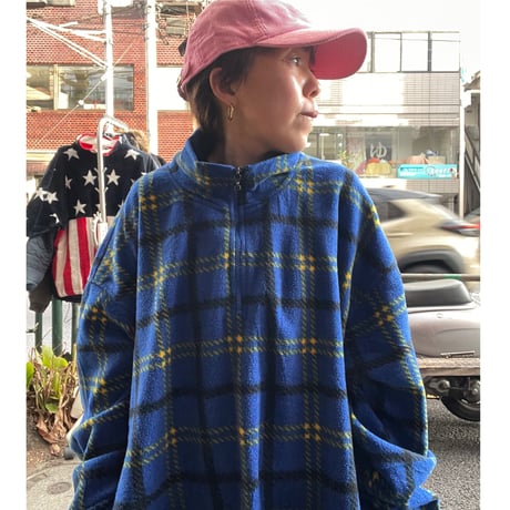 [USED] チェック柄のハーフZIPフリース