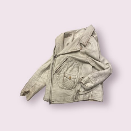 USED］white real leather ライダースJKT