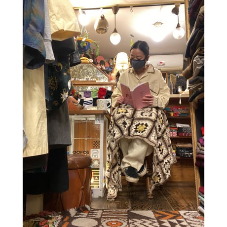 [USED] 鍵編みニット ブランケット 100cm × 150cm  BROWN/WHITE