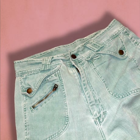 [USED]  70’s mint color フレア デニム pants