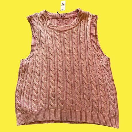 [USED] パステルPINK💗COTTONニットベスト