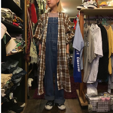 [USED] LONGチェックシャツのガウン