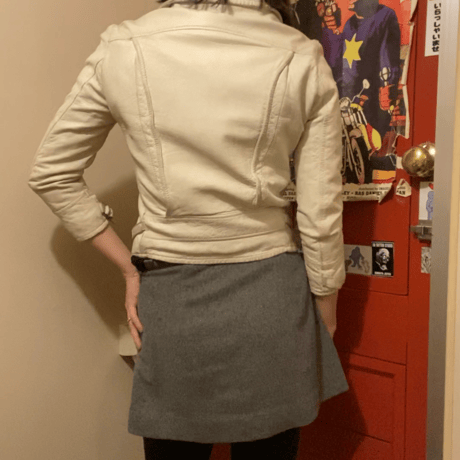 USED］white real leather ライダースJKT