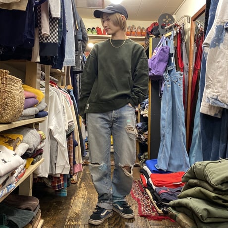[USED] "CHUMS" OLIVE-GREEN SWEAT！