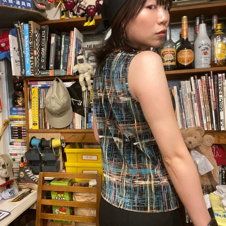 [USED] 総柄プリーツ ノースリTOPS