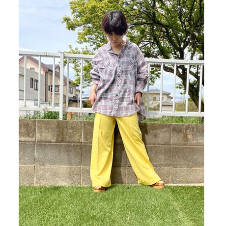 [USED] 80's ネルshirts バンドカラー