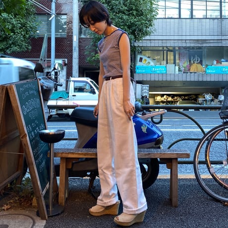 [USED] ボーダーフレンチスリーブTOPS♡