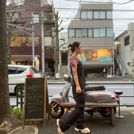 [USED] BLACK linen overall⭐︎