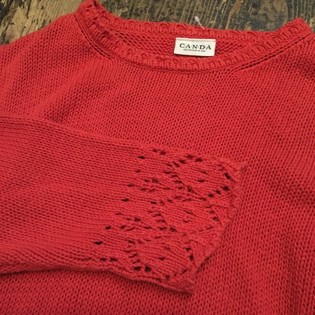 [USED] ひらひら 赤い COTTON ニット