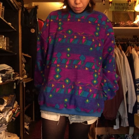 [USED]  柄フリース クルーネック！