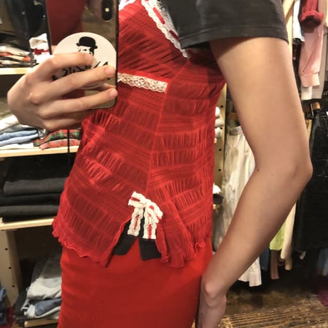 [USED] RED HOT♡シースルーレースキャミ