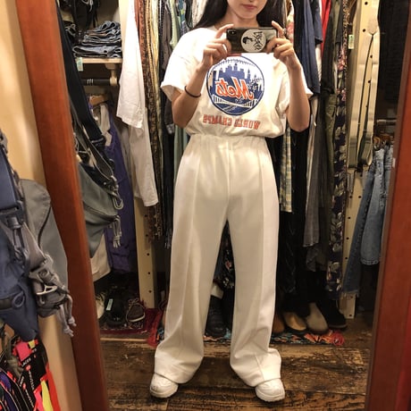 [USED] 70's WHITE  POLY PANTS♡