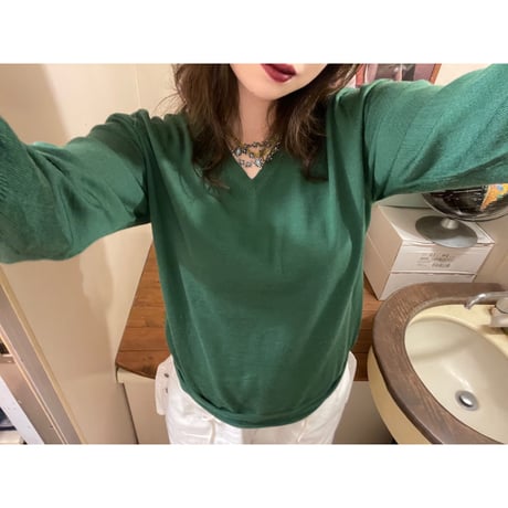 [USED] Vネックニットセーター　green💚