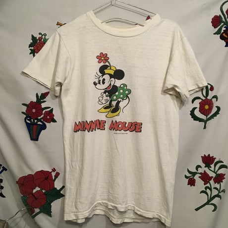 [USED] 80's  vintage  両面 Mickey & Minnie Tee