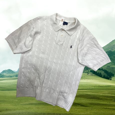 [USED]  polo  ケーブルニット　ポロシャツ　white