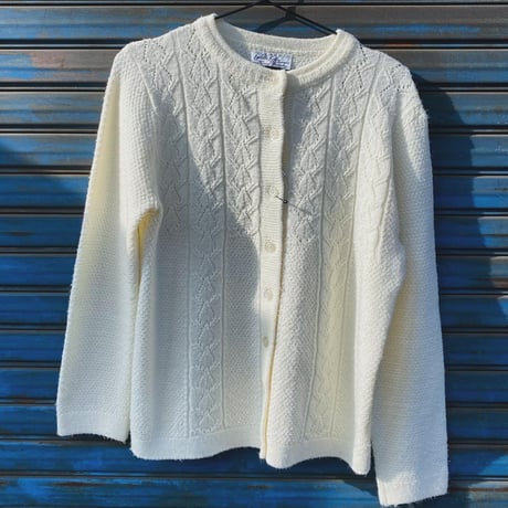[USED] White Acryl Knitカーディガン