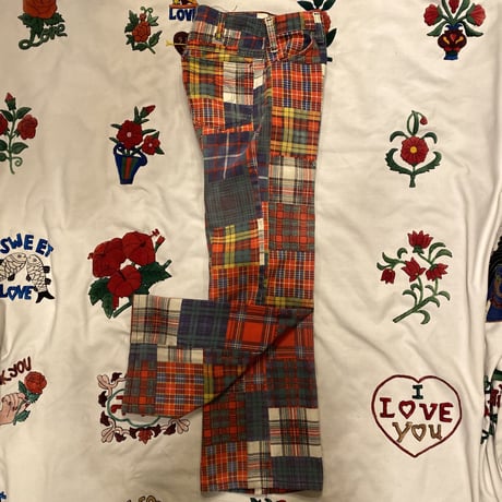 [USED] パッチワーク風チェック柄フレアPANTS！