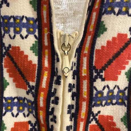 [USED]70's 開襟ジップワンピース