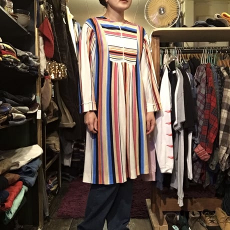 [USED]  70's ストライプ ワンピース