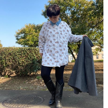 [USED] 花柄 waffle cotton SHIRTS 💐