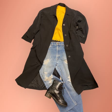 [USED] ワイドシルエット ステンカラーコート (パッカブル!)