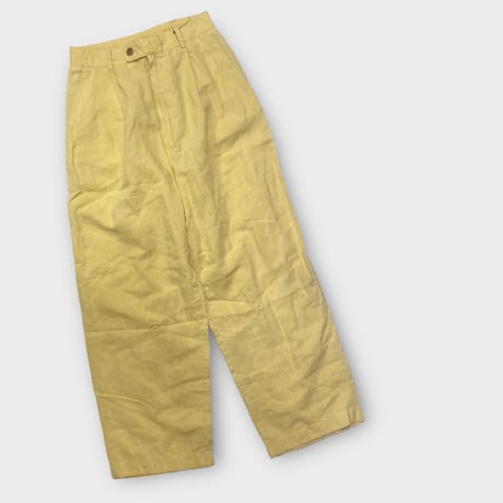[USED] Yellow LINEN 2タック PANTS W27