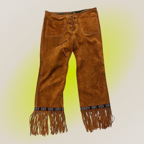 [USED]スウェードフリンジインディゴPants