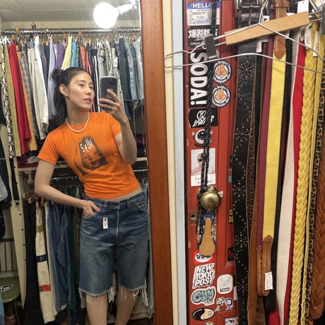 [USED] Euro Levi's CUTOFF DENIM SHORTS orange tab🍊