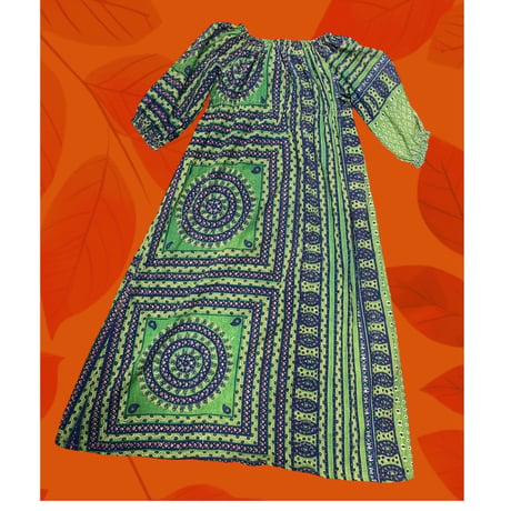 [USED]  vintage ファブリックロングワンピース