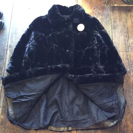 [USED] vintage 丸襟ロングフェイクファーコート