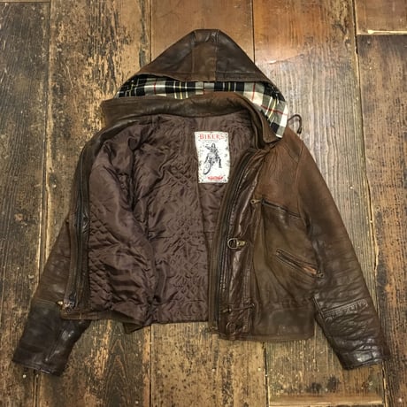 [USED] real leatherのフード付JKT