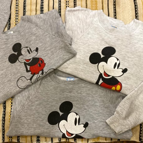 [USED] 80's Mickey SWEAT -LARGE ASH-