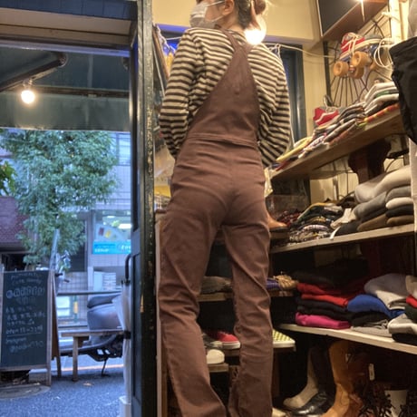 [USED]  GOOD SIZE♡ ストレッチ BROWN オーバーオール