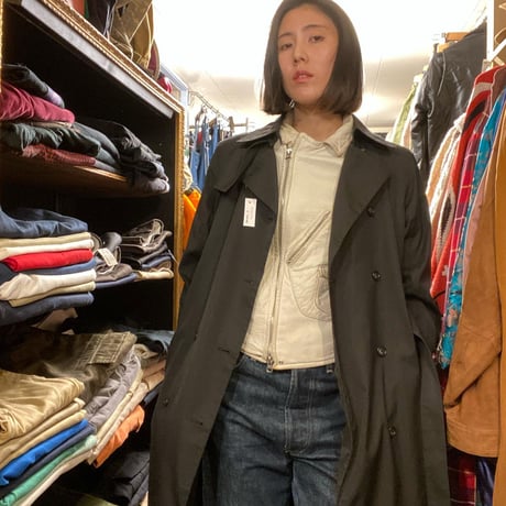 [USED] "LONDON FOG" BLACK long トレンチ コート