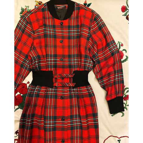 [USED] 赤タータンチェックワンピース❣️