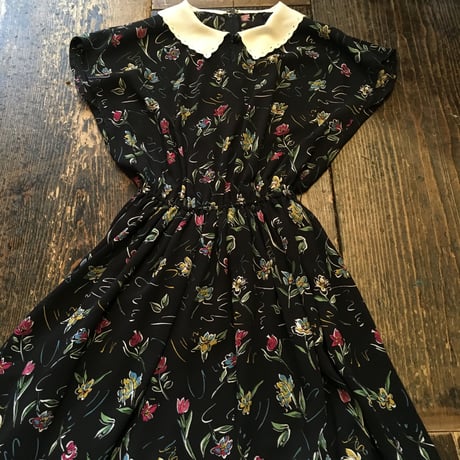[USED] 襟付き花柄ワンピース